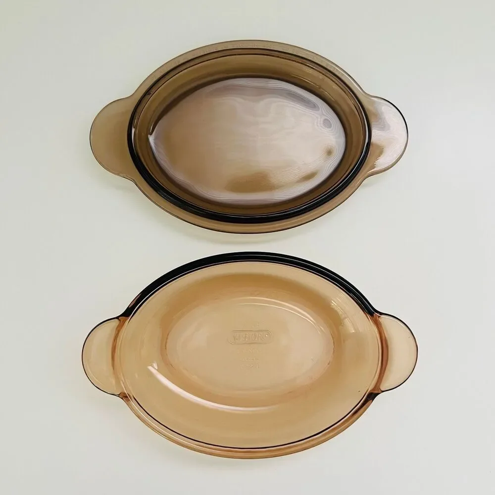 CORNING VISION Amber Glass Individual Oval Serving Casserole Dish